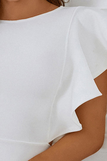 White Mermaid Ruffled Bodycon Dress